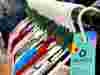 Charity shop clothing rail with tags
