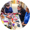 A child having creative arts therapy with Demelza nurses